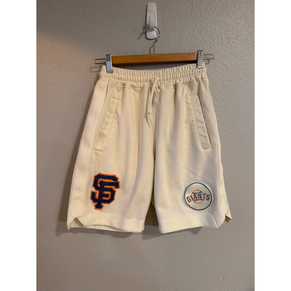 New Era San Francisco‎ Giants Fleece Shorts Mens Sm Cream SF Chenille Patch